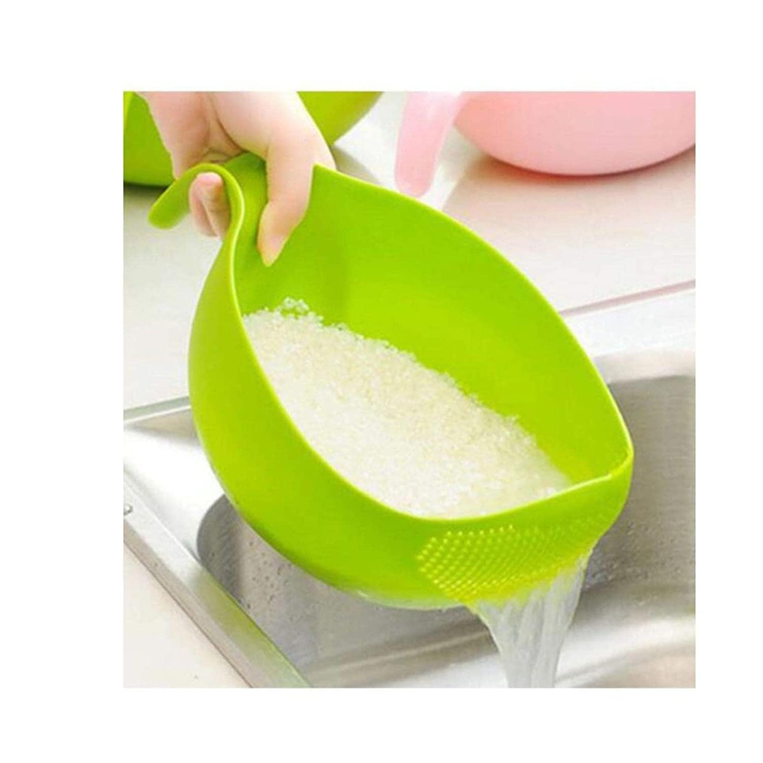 Multi-Purpose Strainer or Washer Bowl for Rice Fruits & Vegetable Rice Bowl Color May Vary, Plastic - 10.2 x 17.5 x 24.3 Centimeters