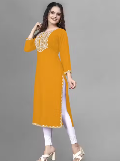 Women Embroidered Rayon A-line Kurta straight kurti,solid kurti, new trandy A-line