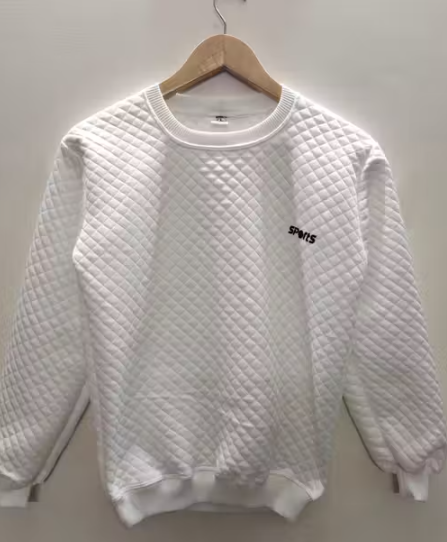 Stylish Men White Popping out Winter Culting Sweatshirt