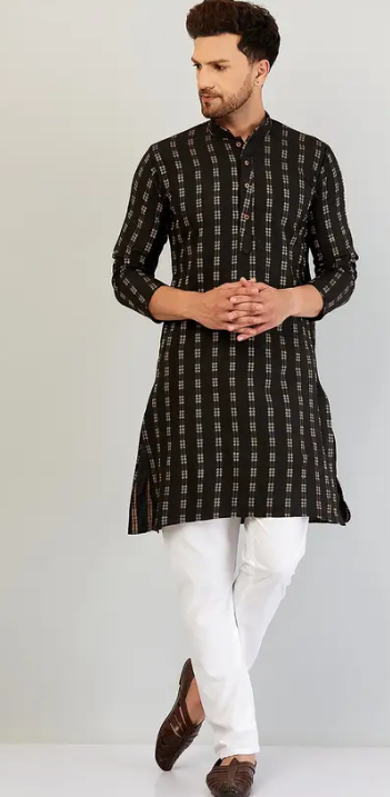 Printed Classy Men Cotton Blend Kurta Pyjama Set