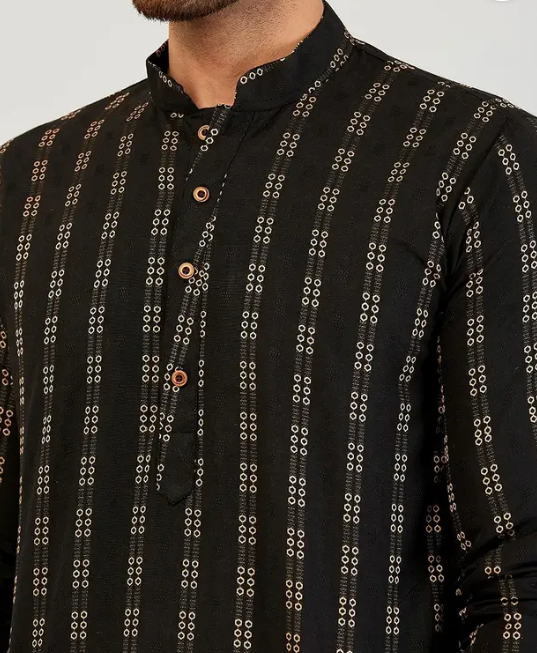 Printed Classy Men Cotton Blend Kurta Pyjama Set