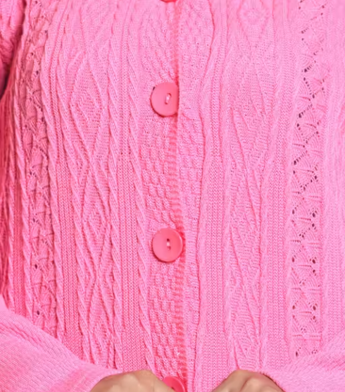 Women Woven Collared Neck PINK Sweater