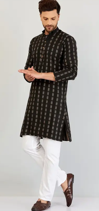 Printed Classy Men Cotton Blend Kurta Pyjama Set