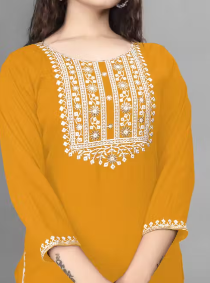 Women Embroidered Rayon A-line Kurta straight kurti,solid kurti, new trandy A-line