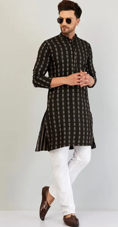 Printed Classy Men Cotton Blend Kurta Pyjama Set