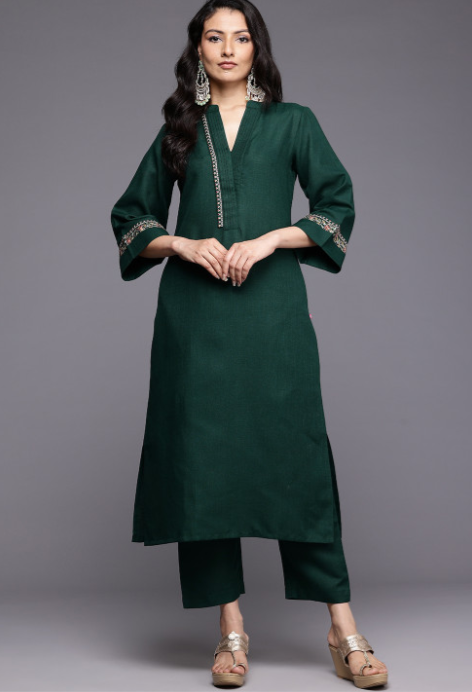 Ethnic Motifs Embroidered Thread Work Kurta with Trousers