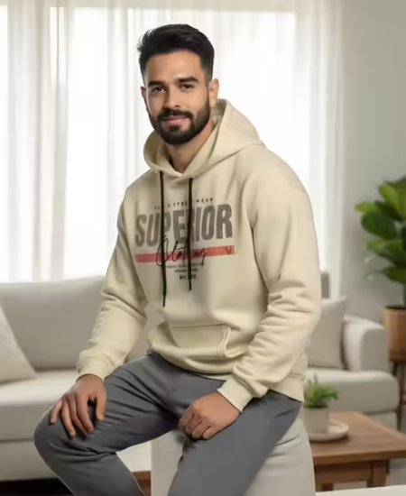 Fleece Hooded Sweatshirt for Winter full sleeve round neck