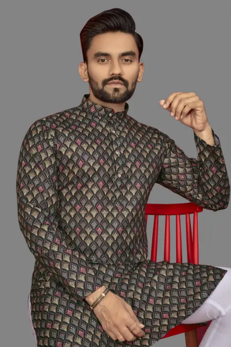 Men Printed Cotton Blend Straight Kurta
