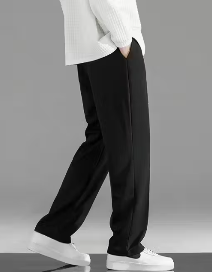 Men’s black Relaxed Fit Cotton Trousers | Casual Drawstring Lounge