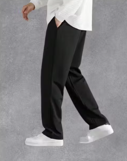 Men’s black Relaxed Fit Cotton Trousers | Casual Drawstring Lounge