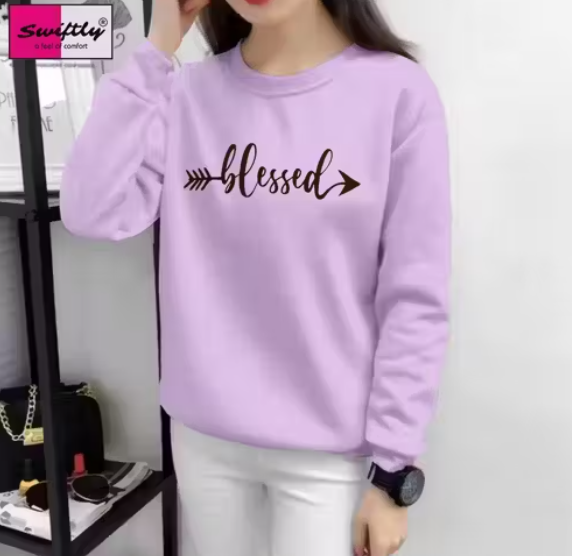 SWIFTLY Women's Pure Cotton Printed Round Neck Full Sleeve T-shirts