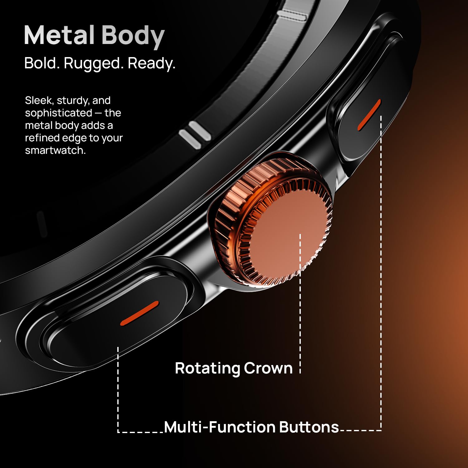 Fire-Boltt Axiom Smart Watch – 1.43" AMOLED Display, Health & Fitness Tracking, Always-On Screen, Wireless Charging, Rotating Crown, Bluetooth Calling, Metal Case Smart Watch for Man & Woman- Black