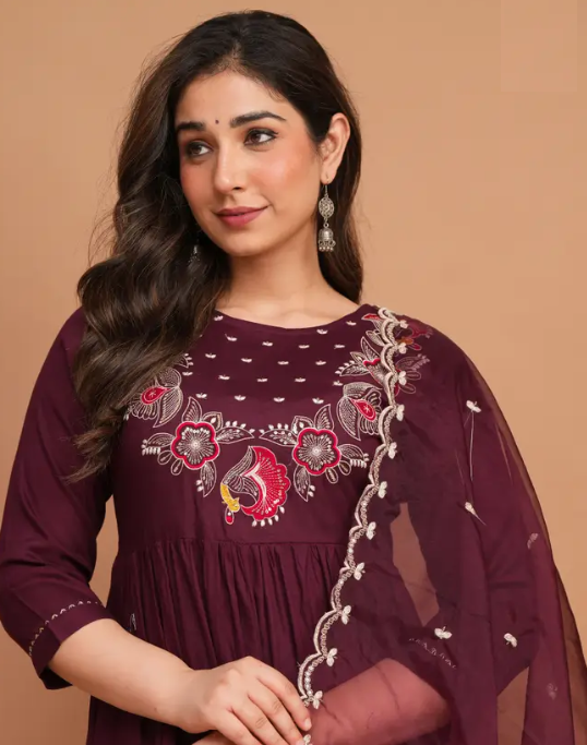 Women Viscose Rayon Kurti Pant Dupatta Set