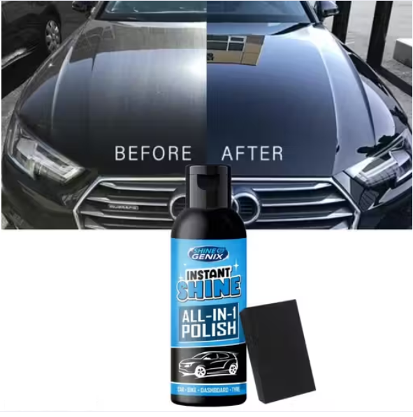 Shine Genix Instant Shine All-in-1 Polish for Car, Bike, Dashboard & Tyres – 200ml| car polish | car dashboard polish | mirror polish | polish | best car polish | liquid car polish | scratch remover car polish | car polish for shine