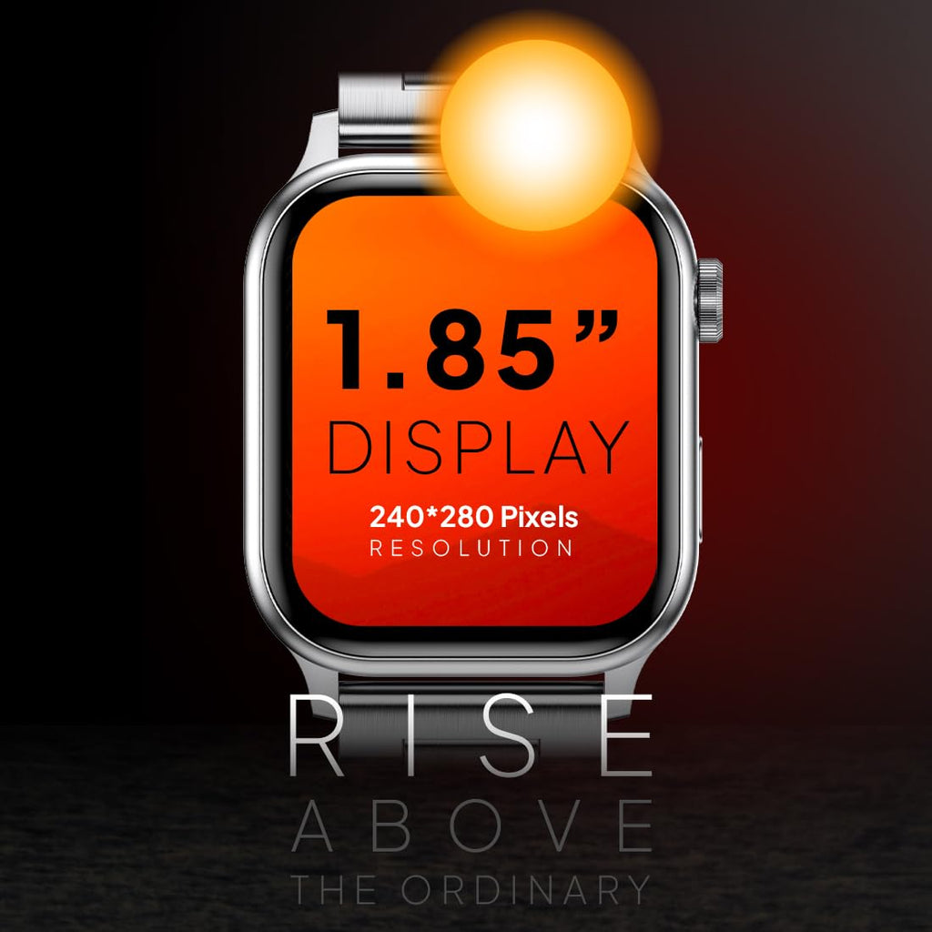Fire-Boltt Rise Smart Watch, 1.85" HD Display, Metal Body with Bluetooth Calling, Rotating Crown, AI Voice Assistant, 120 Sports Modes, Neon UI, SpO2 & Heart Rate Monitoring (Silver C)