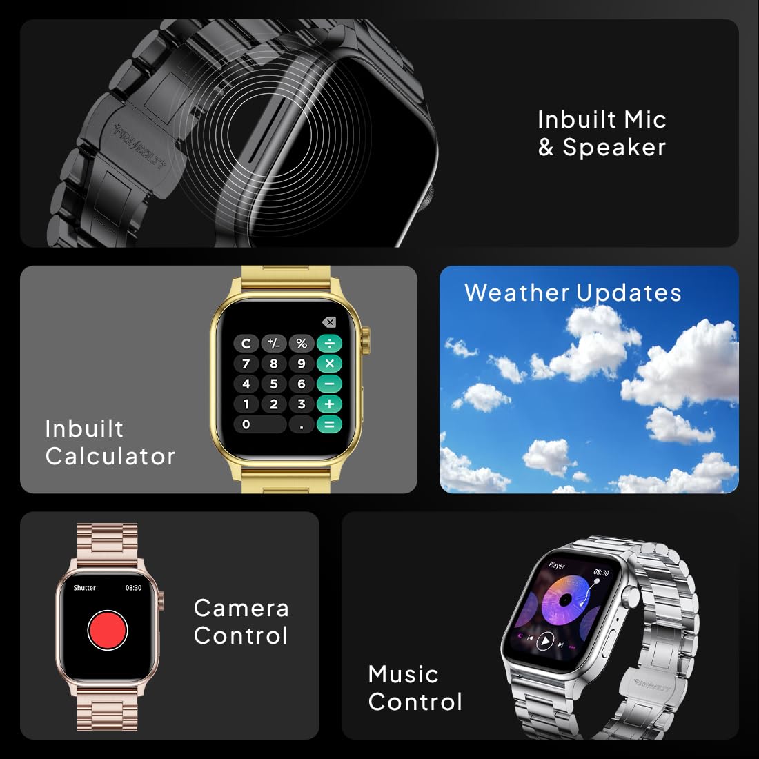 Fire-Boltt Rise Smart Watch, 1.85" HD Display, Metal Body with Bluetooth Calling, Rotating Crown, AI Voice Assistant, 120 Sports Modes, Neon UI, SpO2 & Heart Rate Monitoring (Silver C)