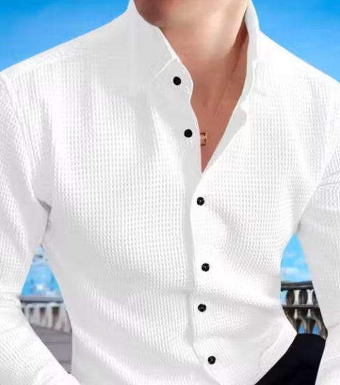 Men Regular Fit Self Design Spread Collar Casual Shirt