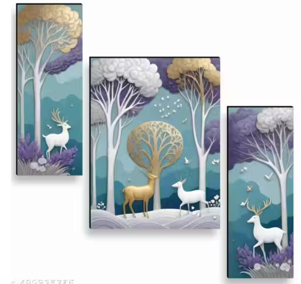 Art & Craft Set of 3 Modern art Wall Painting for Home decorative 12 Inch x 18 Inch