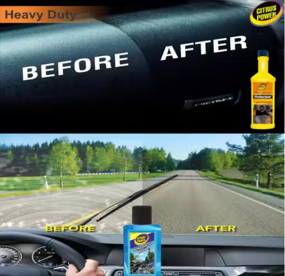 CITRUS POWER Complete Car & Bike Cleaning Interior and Exterior Care Kit / Car Polish / All In One Shiner (Protectant) / Chrome Cleaner (Rust Remover) / Windshield Cleaner Wiper Fluid / Sponge (Car Care Combo)