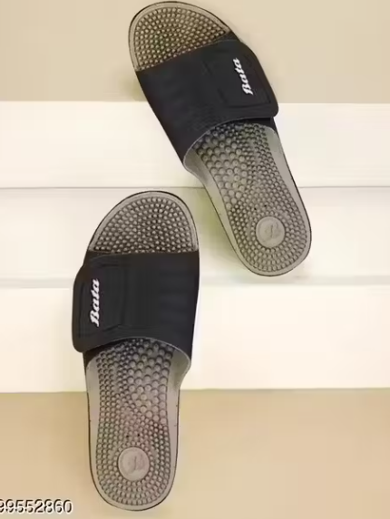 Bata Black Slides For Men