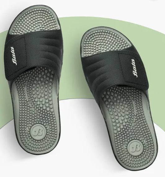 Bata Black Slides For Men