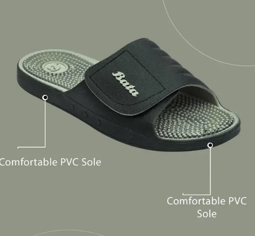 Bata Black Slides For Men
