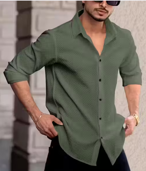 Solixon Western Wear Men’s Waffle Cotton Casual Shirt Full Sleeve