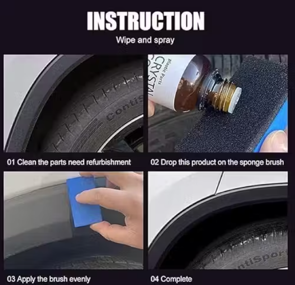 Crystal Coating for Car Bike Plastic Parts | 30ml PVC Restorer for Car Revitalizing Coating Agent | Car Maintenance Dashboard Plastic Crystal Coating Cleaner Polish Shining (pack of 2)