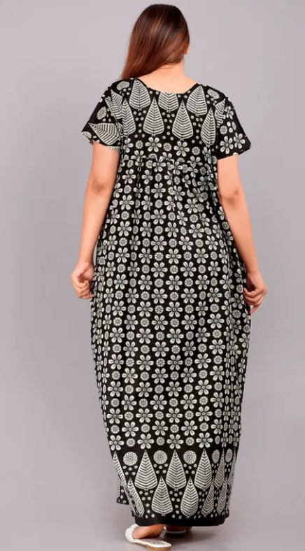 Women Nighty  (Black, White)
