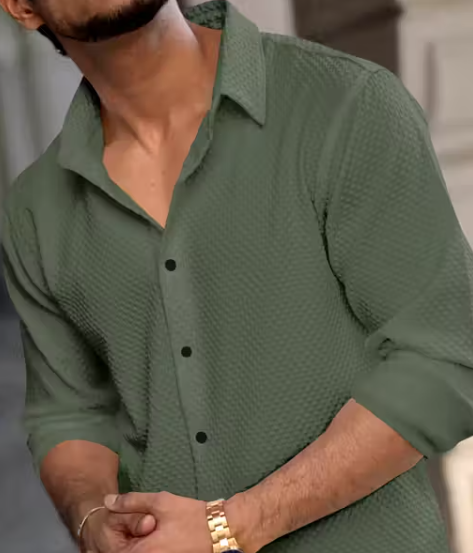 Solixon Western Wear Men’s Waffle Cotton Casual Shirt Full Sleeve