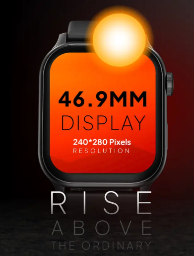 Fire-Boltt Rise Bluetooth Calling 47mm (1.85), Metal Bod & Rotating Crown, 123 Sports Smartwatch  (Black Strap, Free Size)