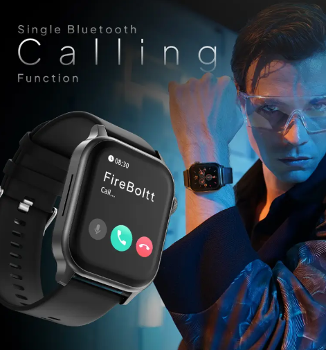 Fire-Boltt Rise Bluetooth Calling 47mm (1.85), Metal Bod & Rotating Crown, 123 Sports Smartwatch  (Black Strap, Free Size)