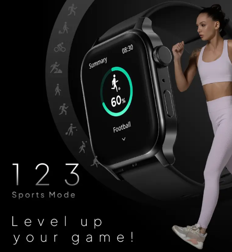 Fire-Boltt Rise Bluetooth Calling 47mm (1.85), Metal Bod & Rotating Crown, 123 Sports Smartwatch  (Black Strap, Free Size)