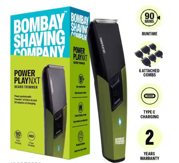 BOMBAY SHAVING COMPANY POWER PLAY NXT BEARD TRIMMER Trimmer 90 min Runtime 6 Length Settings (Green)