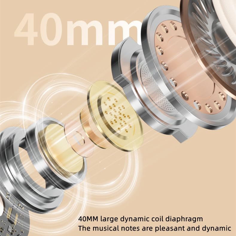 LuoLuojia Wireless Headphones, HiFi Stereo, Foldable, Lightweight, Bluetooth, 40MM Speaker, 50H Playtime, EQ Modes, Built-in Microphone, Memory Sponge Earmuffs