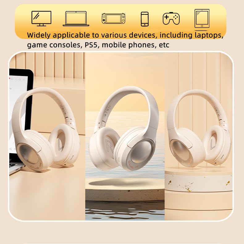 LuoLuojia Wireless Headphones, HiFi Stereo, Foldable, Lightweight, Bluetooth, 40MM Speaker, 50H Playtime, EQ Modes, Built-in Microphone, Memory Sponge Earmuffs