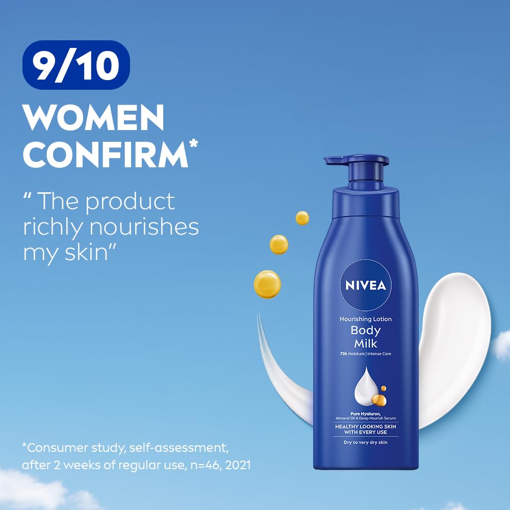 NIVEA Body Milk, Moisturizer Lotion, with Deep Moisture Serum, Almond Oil & Vitamin E  (400 ml)