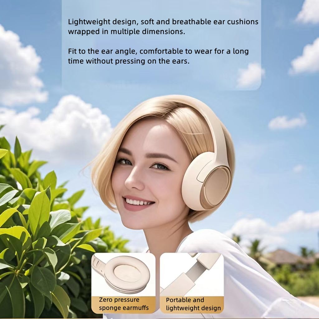 LuoLuojia Wireless Headphones, HiFi Stereo, Foldable, Lightweight, Bluetooth, 40MM Speaker, 50H Playtime, EQ Modes, Built-in Microphone, Memory Sponge Earmuffs