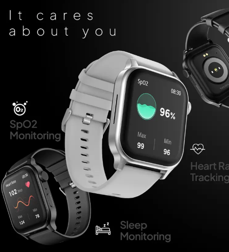 Fire-Boltt Rise Bluetooth Calling 47mm (1.85), Metal Bod & Rotating Crown, 123 Sports Smartwatch  (Black Strap, Free Size)