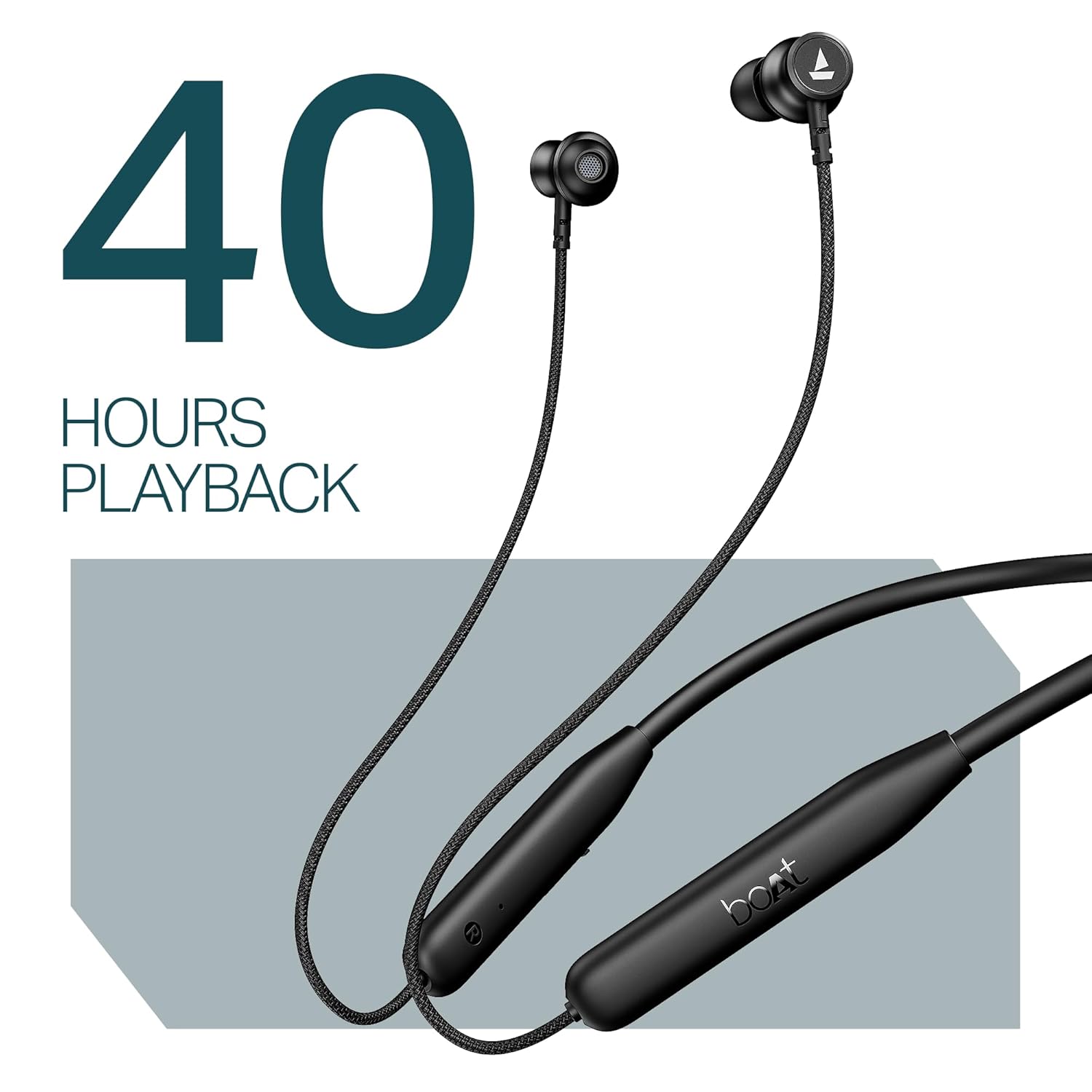 boAt 2025 Launch Rockerz 112, 40H Battery, Dual Pair, Fast Charge, ENx Tech, Stream Ad Free Music via App Support, Magnetic Buds, Bluetooth Neckband, Wireless with Mic in Ear Earphones (Active Black)