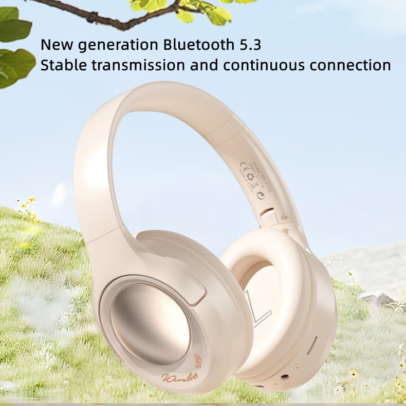 LuoLuojia Wireless Headphones, HiFi Stereo, Foldable, Lightweight, Bluetooth, 40MM Speaker, 50H Playtime, EQ Modes, Built-in Microphone, Memory Sponge Earmuffs