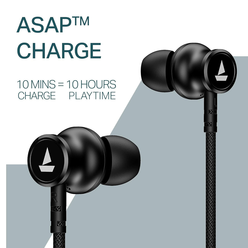 boAt 2025 Launch Rockerz 112, 40H Battery, Dual Pair, Fast Charge, ENx Tech, Stream Ad Free Music via App Support, Magnetic Buds, Bluetooth Neckband, Wireless with Mic in Ear Earphones (Active Black)