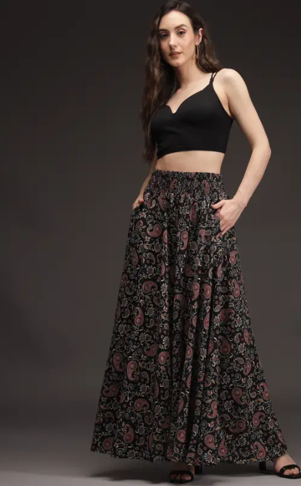 Women Flared Multicolour Viscose Rayon Trousers