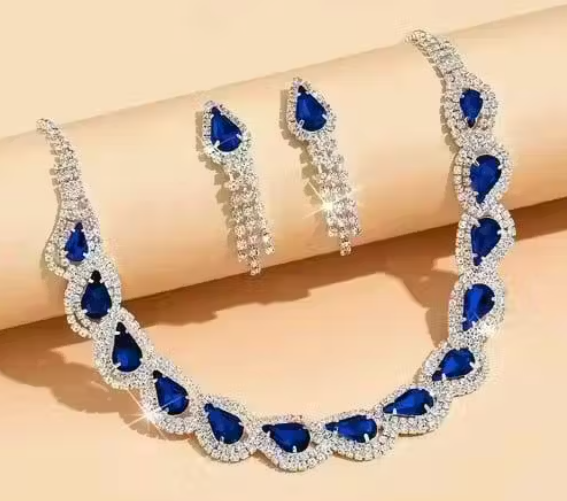 Jewellery Set Nice & Simple American Diamond Stone Work All Colours