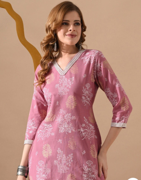 Women Floral Printed Regular Pure Cotton Kurta with Trousers