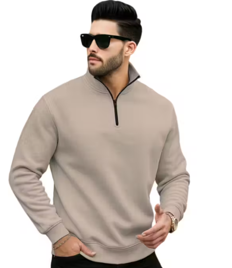 Men’s Stylish Half-Zip High Neck Sweatshirt