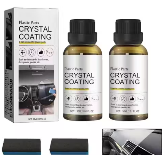 Crystal Coating for Car Bike Plastic Parts | 30ml PVC Restorer for Car Revitalizing Coating Agent | Car Maintenance Dashboard Plastic Crystal Coating Cleaner Polish Shining (pack of 2)