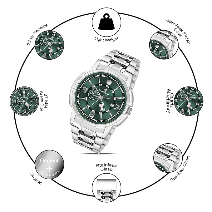 TIMEWEAR Analog, Day Date Functioning, Stainless Steel Chain Watch for Men