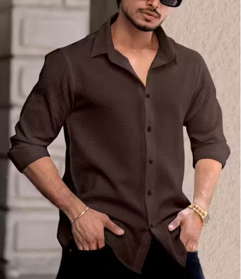 Solixon Western Wear Men’s Waffle Cotton Casual Shirt Full Sleeve