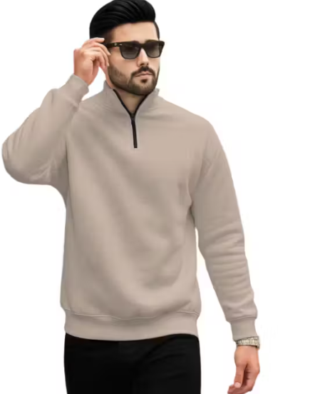 Men’s Stylish Half-Zip High Neck Sweatshirt